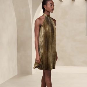 Gold pleated Banana Republic dress